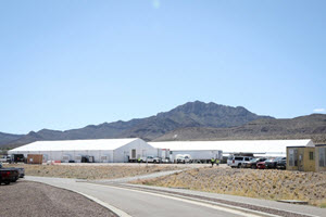 Exterior of temporary shelters in El Paso, TX