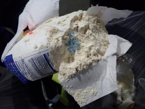 CBP officers searched the entire vehicle and found 46 packages containing fentanyl hidden within flour bags, ground coffee cans, creamer cans and powdered milk cans. 