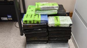 Packages containing 119.5 pounds of cocaine seized by CBP officers at World Trade Bridge.