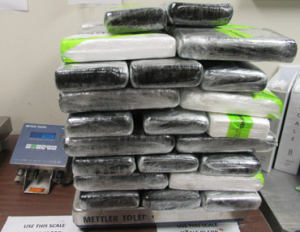 Packages containing 132 pounds of cocaine seized by CBP officers at Hidalgo International Bridge.
