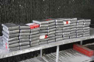 Packages containing 183 pounds of cocaine seized by CBP officers at World Trade Bridge.