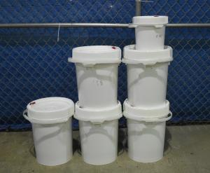 Buckets containing nearly 181 pounds of methamphetamine seized by CBP officers at Brownsville's Gateway International Bridge.