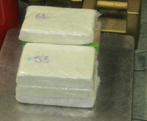 Packages containing nearly 16 pounds of cocaine seized by CBP officers at Brownsville Port of Entry.