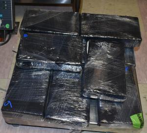 Packages containing more than 23 pounds of cocaine seized by CBP officers at Brownsville Port of Entry.