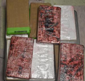 Packages containing nearly 28 pounds of cocaine seized by CBP officers at Brownsville Port of Entry.