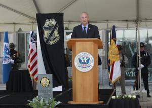 CBP Acting Commissioner Troy A. Miller speaks to the audience at the CBP Valor Memorial and Wreath Laying Ceremony May 16. 