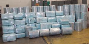 Bundles containing 3,373 pounds of marijuana seized by CBP officers at World Trade Bridge.