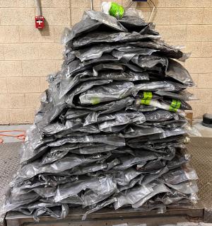 Packages containing 833 pounds of methamphetamine seized by CBP officers at Pharr International Bridge.