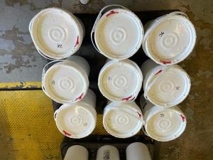 Buckets containing 913 pounds of methamphetamine seized by CBP officers at Colombia-Solidarity Bridge..