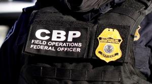 Front breatsplate of a CBP officer's vest that shows the wording "CBP," "Field Operations," and "Federal Officer." 