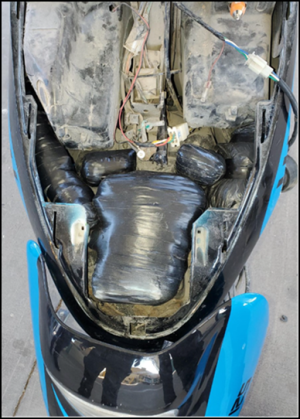 Packages containing fentanyl and methamphetamine hidden within a scooter seized by CBP officers at Paso Del Norte crossing.