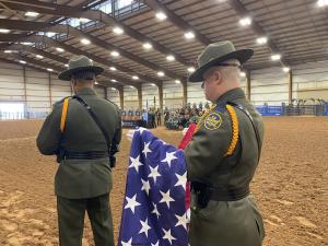 Del Rio Sector Border Patrol recently honored service mount "Jayce" at a ceremony in Carrizo Springs.