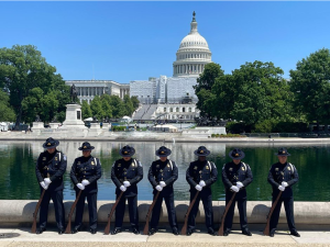 The Laredo Port of Entry Honor Guard Drill Team poses near the nation's capital during National Police Week.