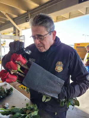 CBP agriculture specialist inspecting a floral shipment in El Paso, Texas.