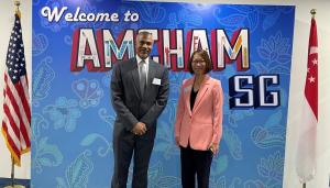  Saunders pictured with Jane Lim, Singapore’s Deputy Sec Ministry of Trade & Industry at AmCham Singapore