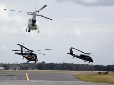Three Air and Marine Operations assets depart an airport