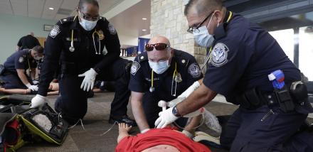 Photo of CBP emergency medical technician students performing a class exercise