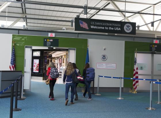 Photo of the CBP preclearance area in Vancouver