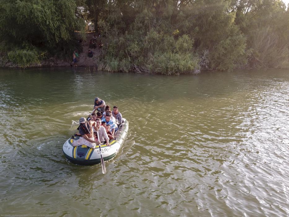 People in a boat on the Rio Grande