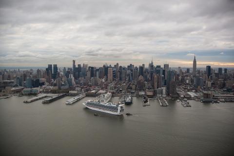 A cruise boat arrives from the Caribbean into New York City, where CBP officers will process passengers. (photo by Josh Denmark)