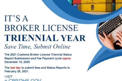 2021 Broker License Triennial Year Flier with Access Information