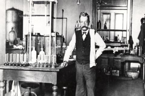 Chief Chemist Walter L. Howell stands in the laboratory in the U.S. Custom House in New Orleans, Louisiana