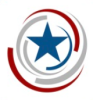 Global Entry Icon with a blue star in the middle and semi circles surrounding the star in red and blue