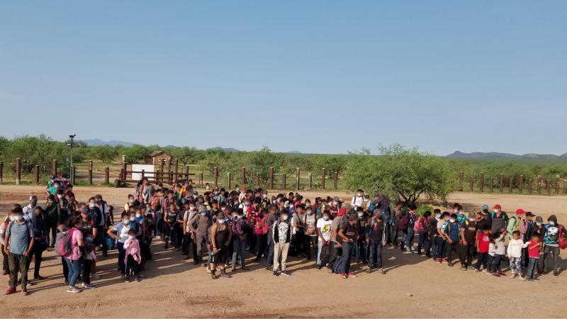 Unaccompanied non-citizen children encountered by U.S. Border Patrol near San Miguel, Arizona.