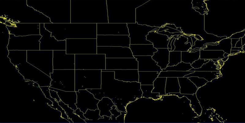 U.S. air domain map at 3 p.m. EDT