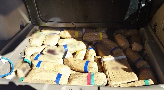 CBP officers seized 349 pounds of drugs in three separate incidents Feb. 23. This load hidden with a Jeep contained heroin, meth, cocaine, and fentanyl.