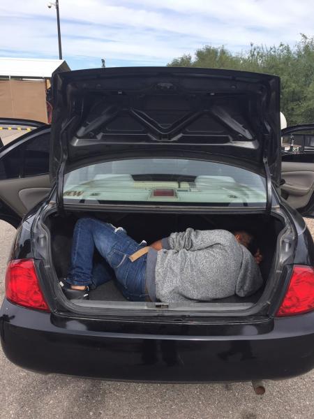 Mexican national concealed in the trunk a U.S. teenager's vehicle
