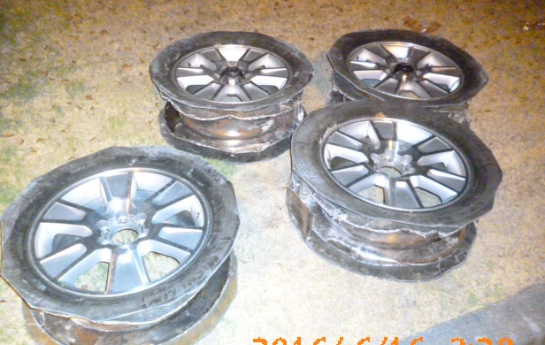 CBP officers find 119 pounds of methamphetamine hidden inside the tires of a pickup truck. 