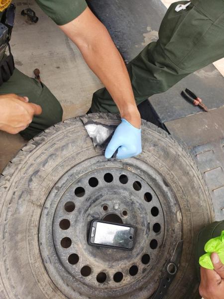 Border Patrol seizes 54.5 pounds of methamphetamine hidden in a spare time at 86 Checkpoint on Sunday.