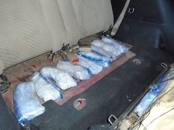 CBP officers at the DeConcini crossing found multiple packages of methamphetamine, heroin and fentanyl concealed in the dash and under the seats of a Dodge Journey on Oct. 18, 2017.