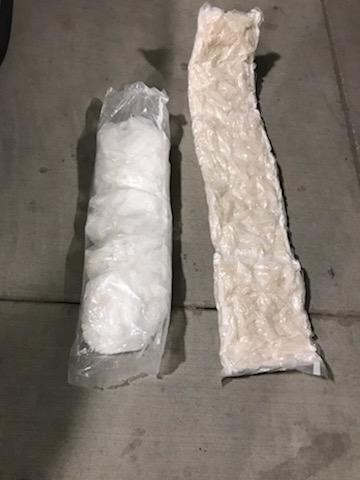 The driver had packages of meth and heroin inside his vehicle valued at $58,546.