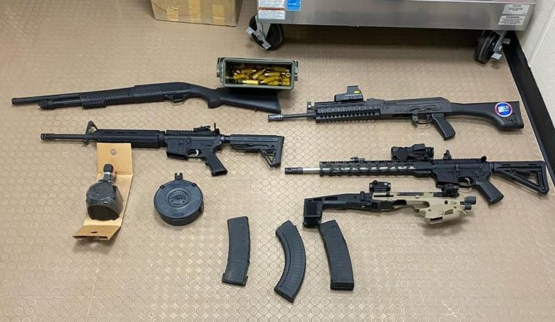 Border Patrol agents arrested five United States citizens, a Mexican citizen in possession of a Border Crossing Card, 14 undocumented individuals, and seized a stash of weapons, Monday evening.