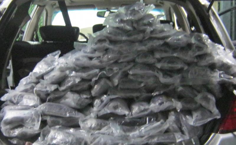 Agents discover 160 bundles of meth hidden inside a car with two children passengers.