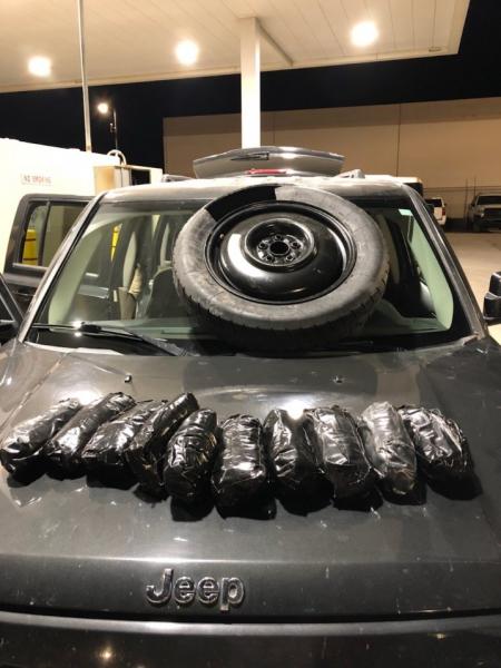 Agents pulled 10 packages of meth from a car's spare tire.