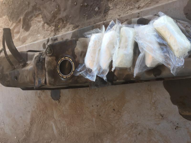 Agent discovered 28 pounds of meth hidden inside a pickup's gas tank.