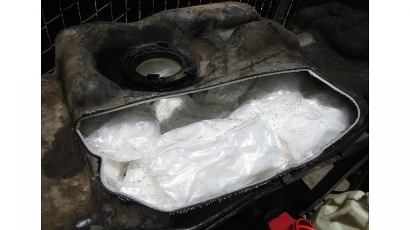 Gas tank stuffed with drugs; one of many drug seizures with San Diego Office of Field Operations.