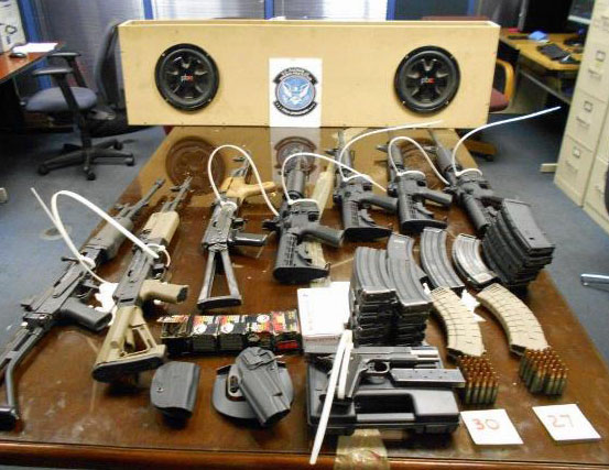 Officers at the DeConcini crossing in Nogales, Ariz. seized this assortment of items which were hidden within a speaker box inside of a smuggling vehicle headed for Mexico