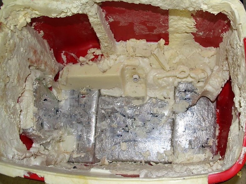 A CBP canine alerted officers to the presence of marijuana within the shell of an ice chest