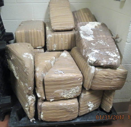A CBP narcotics detection canine alerted officers to the presence of bundles of marijuana within the boat that was being towed by a truck