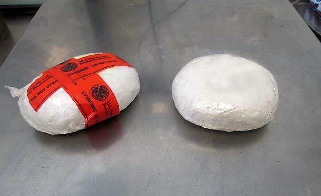 A CBP canine led officers to a woman who attempted to smuggle meth inside of her bra