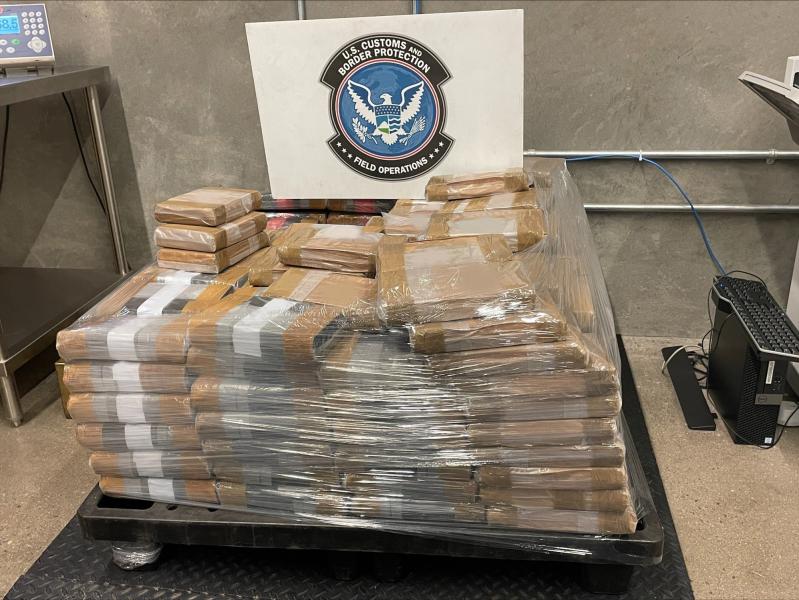 Officers at the Mariposa Commercial Facility seized 615 pounds of cocaine from a tractor trailer