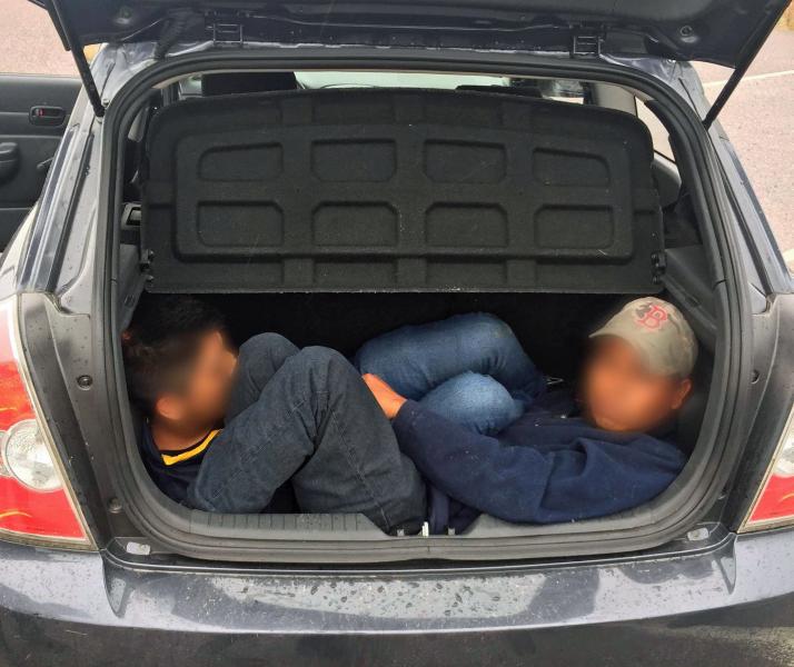 Agents at the I-19 traffic checkpoint discovered two Mexican nationals in the trunk of a vehicle