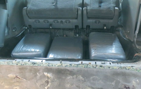 Officers removed 150 pounds of marijuana from within a smuggling vehicle