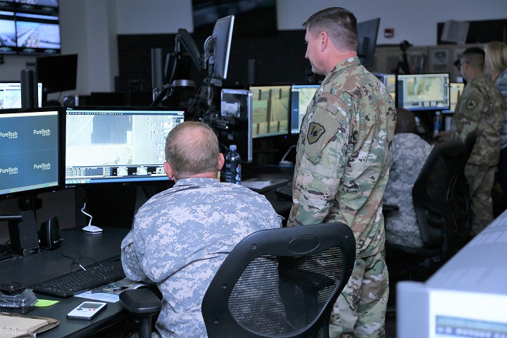 National Guard members monitor activity along the Mexican border