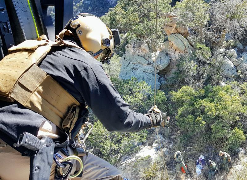 Tucson Sector BORSTAR agents and members from the Tucson Air Branch worked to locate, stabilize and rescue a Guatemalan man who was injured west of Tucson