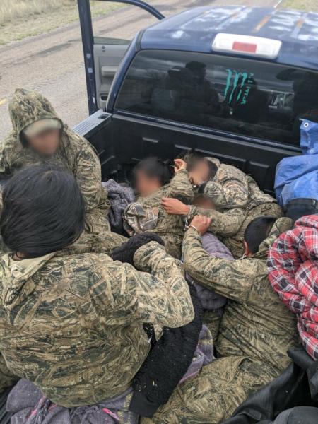 Agents near Sasabe arrested two alleged smugglers and seven illegal aliens who were in the back of a truck that was stopped